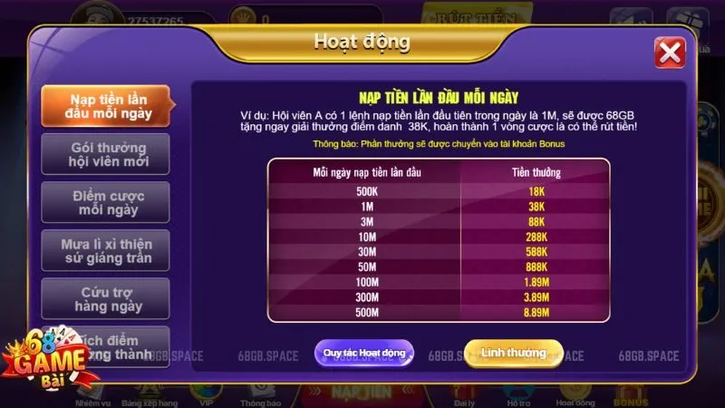 nạp rút minh bạch của 68 game bài